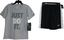 Nike Boy's 2 Piece Set "JUST DO IT" T-Shirt  Short Gray  Black Size: 6 NWT 36