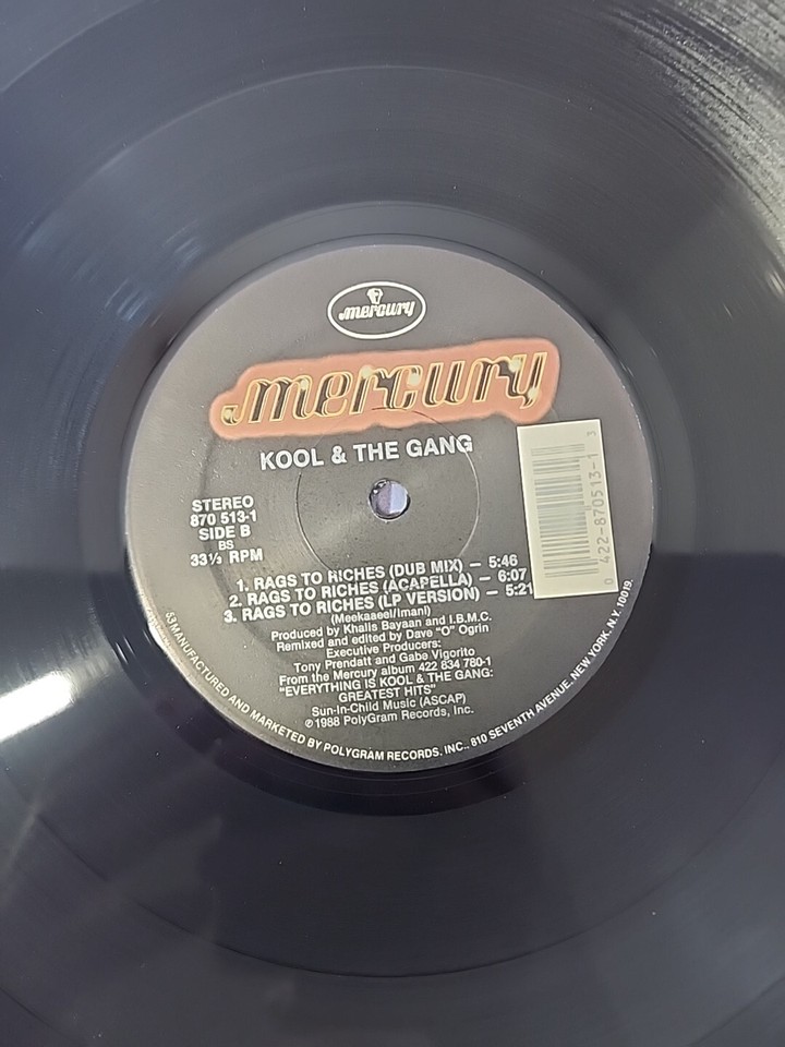 Kool The Gang Rags To Riches Vinyl Record 12" Single And Remixes