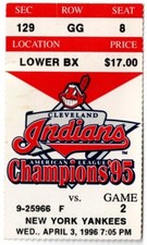 1996 CLEVELAND INDIANS vs NY YANKEES ticket stub DEREK JETER 1st Stolen Base sb