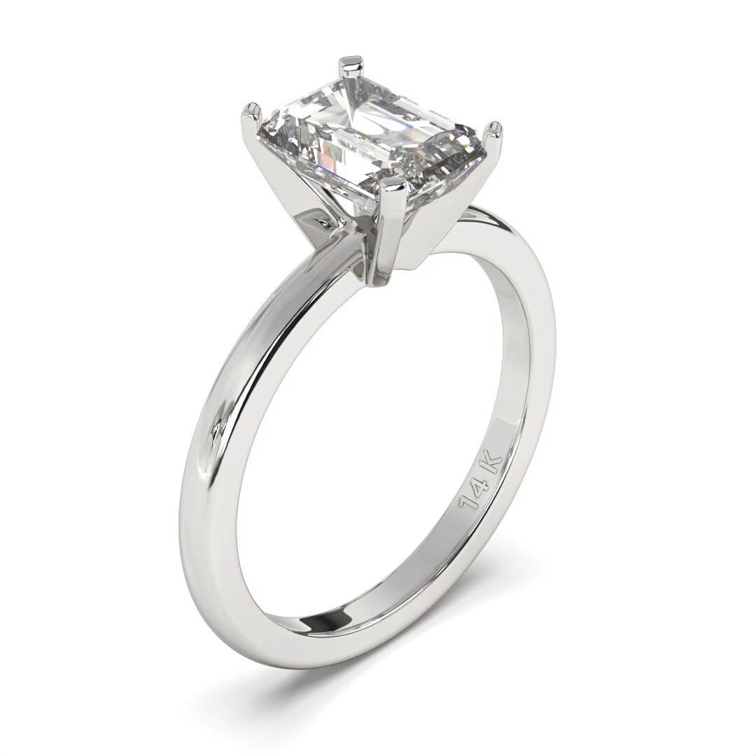 1.5 Ct Emerald Cut IGI Certified Lab Grown Diamond Wedding Ring 14k Gold image-3