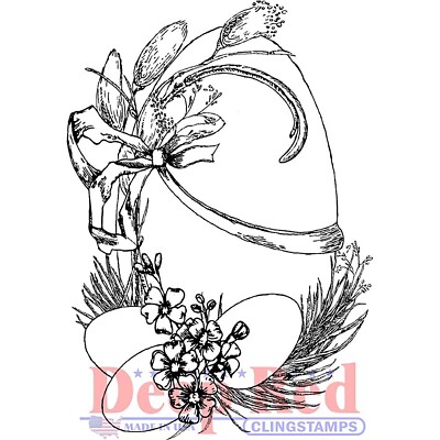 EASTER EGG DEEP RED CLING RUBBER STAMP Unmounted Card Making Scrapbooking