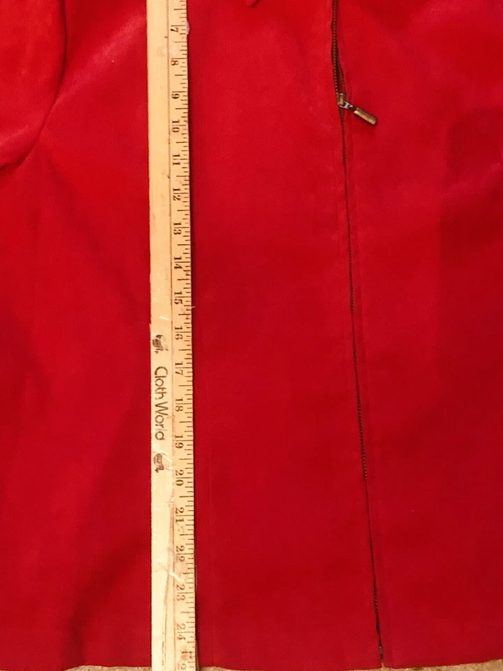 XL Briggs Нью-Йорк полный молнии спереди куртка День святого Валентина красный похудения замши-как - Изображение 4 из 4