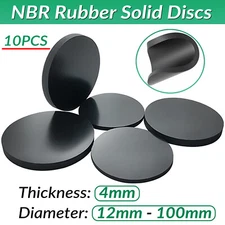 NBR Rubber Solid Discs Flat Round Pad Sealing Non-Slip Cushioning - 4mm thick