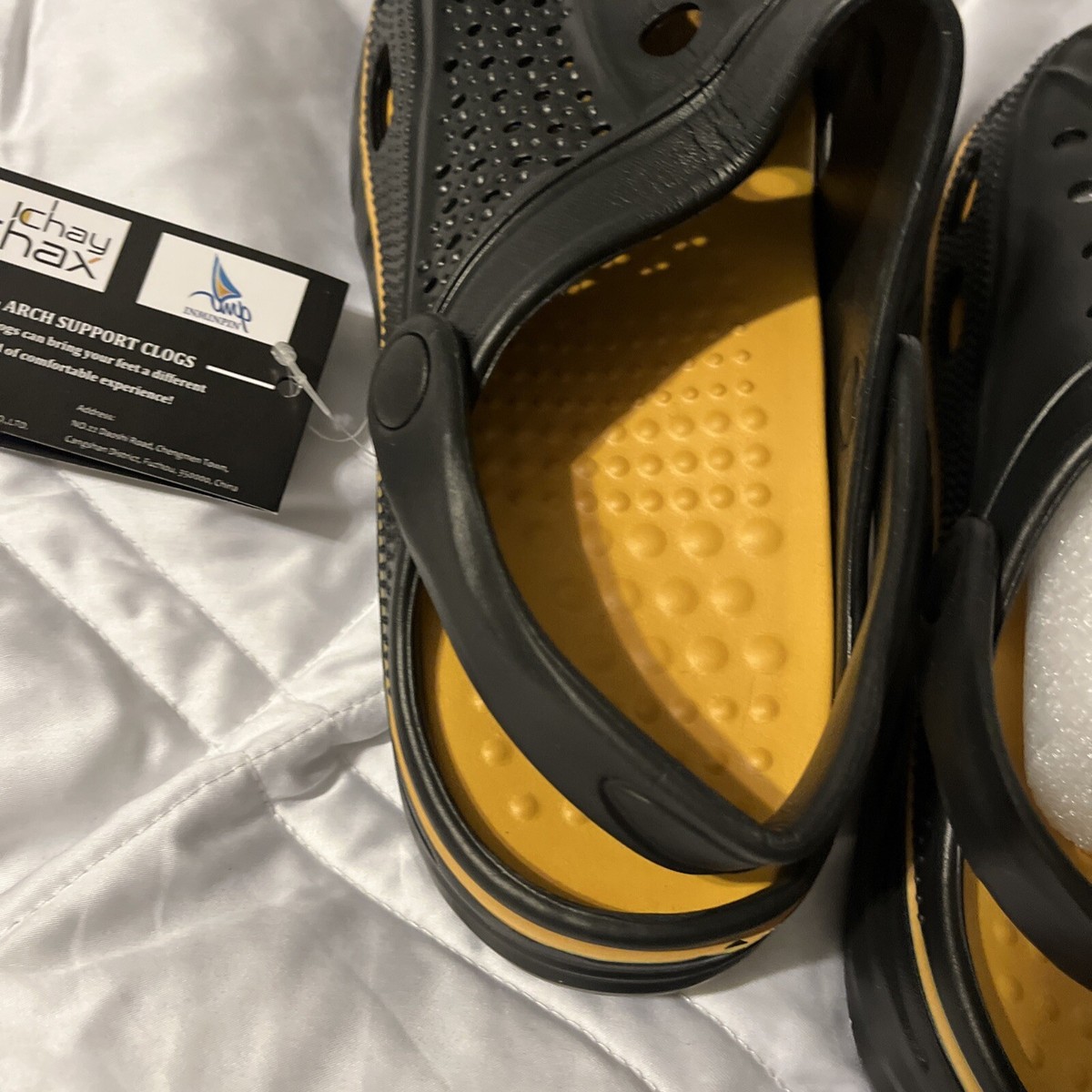ChayChax Unisex Black Gold Arch Support Clogs Size 10 or 11 #B1314 Amazon.com | ChayChax Mens Two-Tone Flip Flops with Arch  main image 2