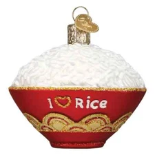Old World Christmas BOWL OF RICE (32511) Glass Ornament w/ OWC Box