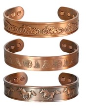 3 Pack Copper Magnetic Bracelet - Arthritis Pain Therapy Energy Cuff
