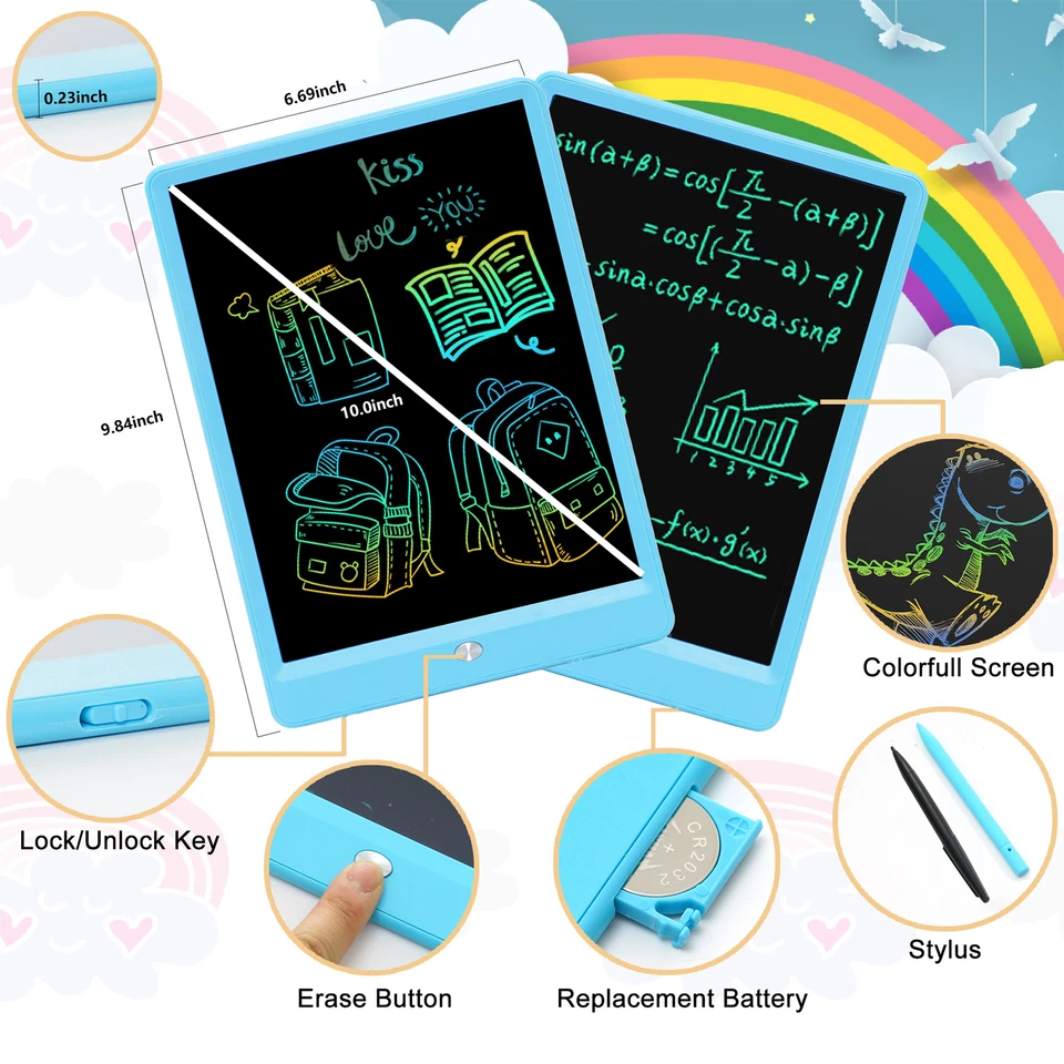 10" LCD Schreibtablett für Kinder elektronischer digitaler Zeichenblock Notizblock Weihnachtsgeschenk - Bild 3 von 4