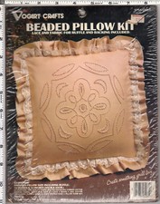 "Geometric" Vogart Crafts Beaded Pillow Kit # 2528E 14" x 14" Made in USA