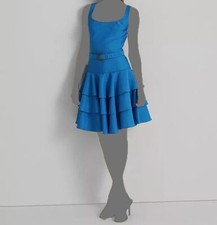 $265 Ralph Lauren Women's Blue Scoop-Neck Ruffled Belt Fit & Flare Dress Size 6