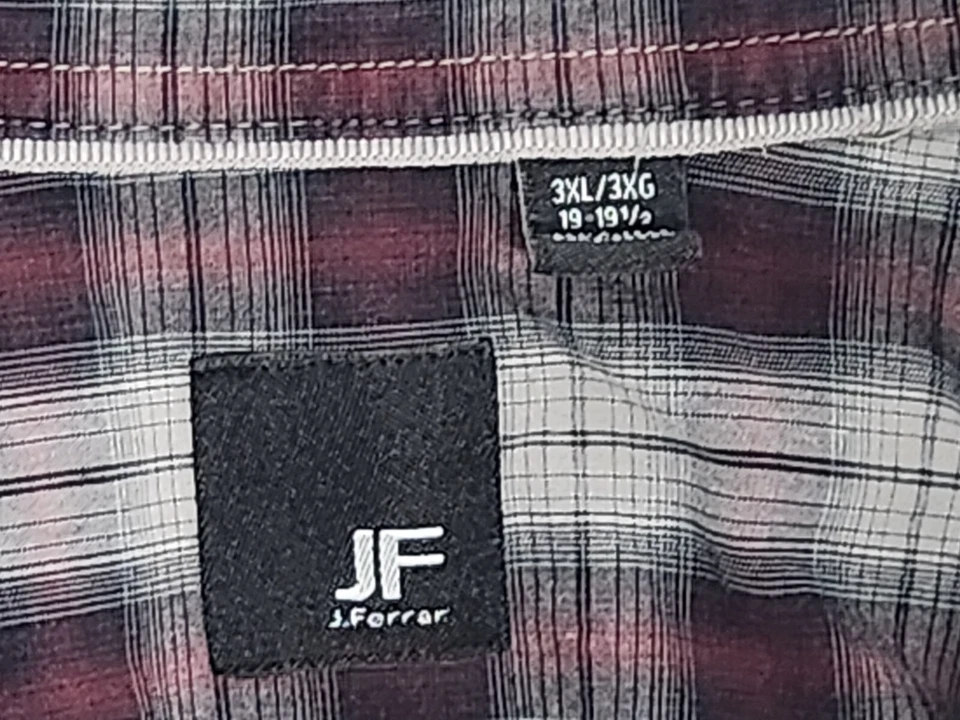 J Ferrar Mens Shirt 3XL XXXL Button Up Flannel Shirt Long Sleeve Plaid Purple - Image 4 of 4