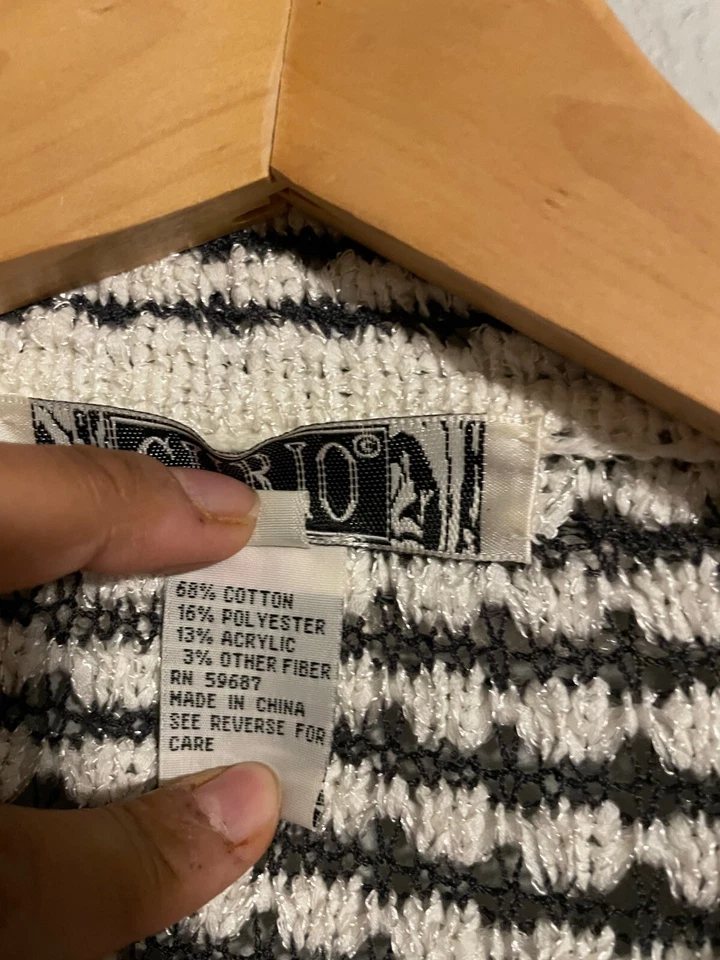 Vintage Curio Womens Jacket XL Striped Mother of Pearl Buttons Boxy Lagenlook - Image 3 of 4