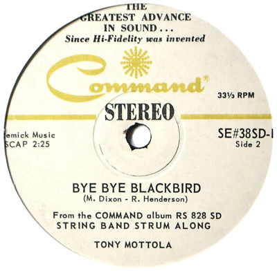 Tony Mottola Bye Blackbird / Tip Toe Through Tulips Compact 33 Stereo 7'' Vinyl