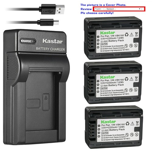 Kastar Battery Slim USB Charger for Panasonic VWVBK180 & SDRH85 HDC
