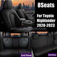 For 2020-2023 Toyota Highlander 8 Pu Leather Seat Covers Full Surround Black