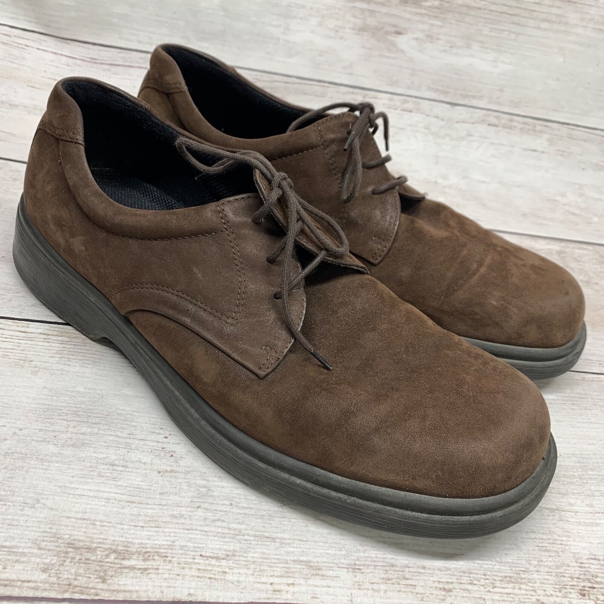 Ecco Lace Up Oxford Shoes Brown Suede Leather Mens Size 45  display picture 1