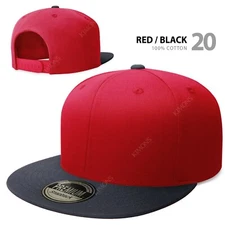 Cotton Snapback Hat Hip Hop Baseball Cap Solid Plain Flat Men Army Two Tone CS