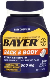 Bayer Extra Strength Bayer Back And Body Pain Caplets 500Mg, 200 Count (312843559967)