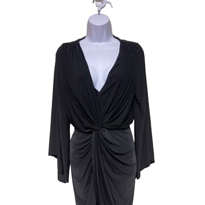 NEW! MiSA Los Angeles Black Tega Long Sleeve Maxi High Low Dress