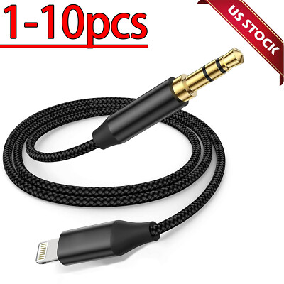For iPhone 7 8 X XR 11 12 13 Pro 8 Pin to 3.5mm AUX Audio Car Adapter Cord Lot