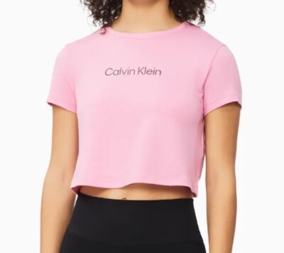 Calvin Klein Performance Woman’s Pink Crop T-shirt Size Large (14) BNWT RRP  £40 UK