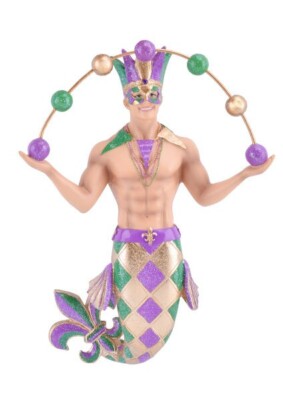 Décoration Murale Monsieur Sirène (Merman) En Résine - 8 Pouces, Idéal Mardi Gras Ou Noël, Neuf