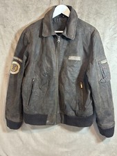 Vintage Pigskin Angelo Litrico Leather Bomber Jacket Aviation Patches Size M