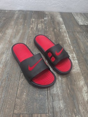 Nike Benassi Solarsoft Slide Black Sport Red  Men's Size 8 Nice Condition Clean