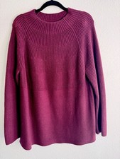 J Jill Size Large Wine Maroon Knit Crew Neck Pullover Sweater Burgundy
