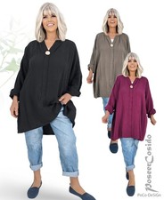 LAGENLOOK Oversize Musselin Tunika Bluse Hemd XL-XXXL 44 46 48 50 52 54 56 58
