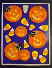 Vintage 1985 Hallmark Halloween Jack O'Lanterns Sticker Sheet -1 Candy Corn