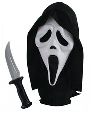 SCREAM 4 Scre4m GHOST FACE MASK WITH HOOD KNIFE HALLOWEEN SET