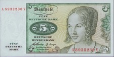 Germany Federal Republic Banknotes 5 Deutsche Mark 1960 P-18 UNC