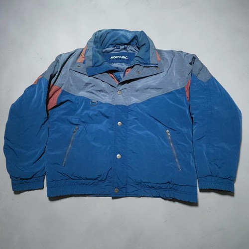 Vintage Mighty Mac Norsac Down Puffer Jacket Mens Large Navy Hooded Coat Alpine