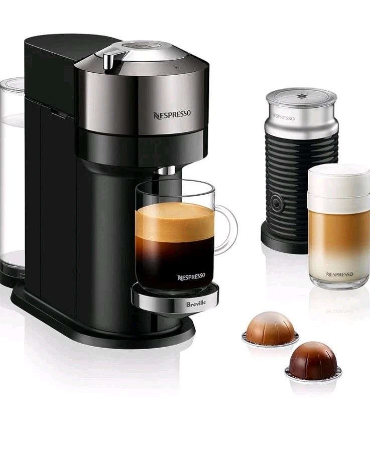 Nespresso Vertuo Next Deluxe Coffee Espresso Maker Bundle Dark CHROME *NEW* $260