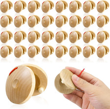 32 Pcs Finger Castanets Wooden Musical Instrument for Adults, Natural Wood Hand