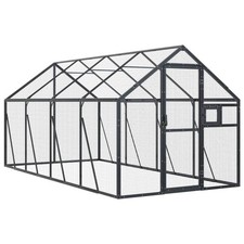 Walk-in Bird Cage Large Aviary Pet Parrot House Aluminium Anthracite 1.79x4x1.85
