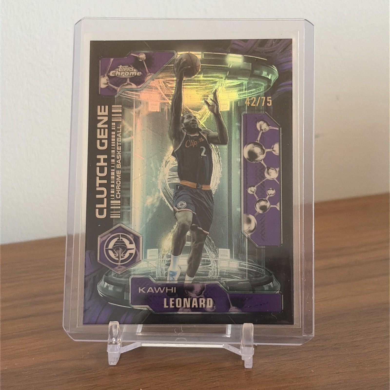 2025-26 Topps Chrome Update Clutch Gene Kawhi Leonard #CG-8 Purple Refractor /75