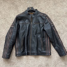 Men s Leather Jacket XL Black Rivet Genuine Motorcycle Style Zip Up Fresh