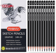 PANDAFLY Professional Drawing Sketching Pencil Set - 12 Pieces Graphite Pencils(