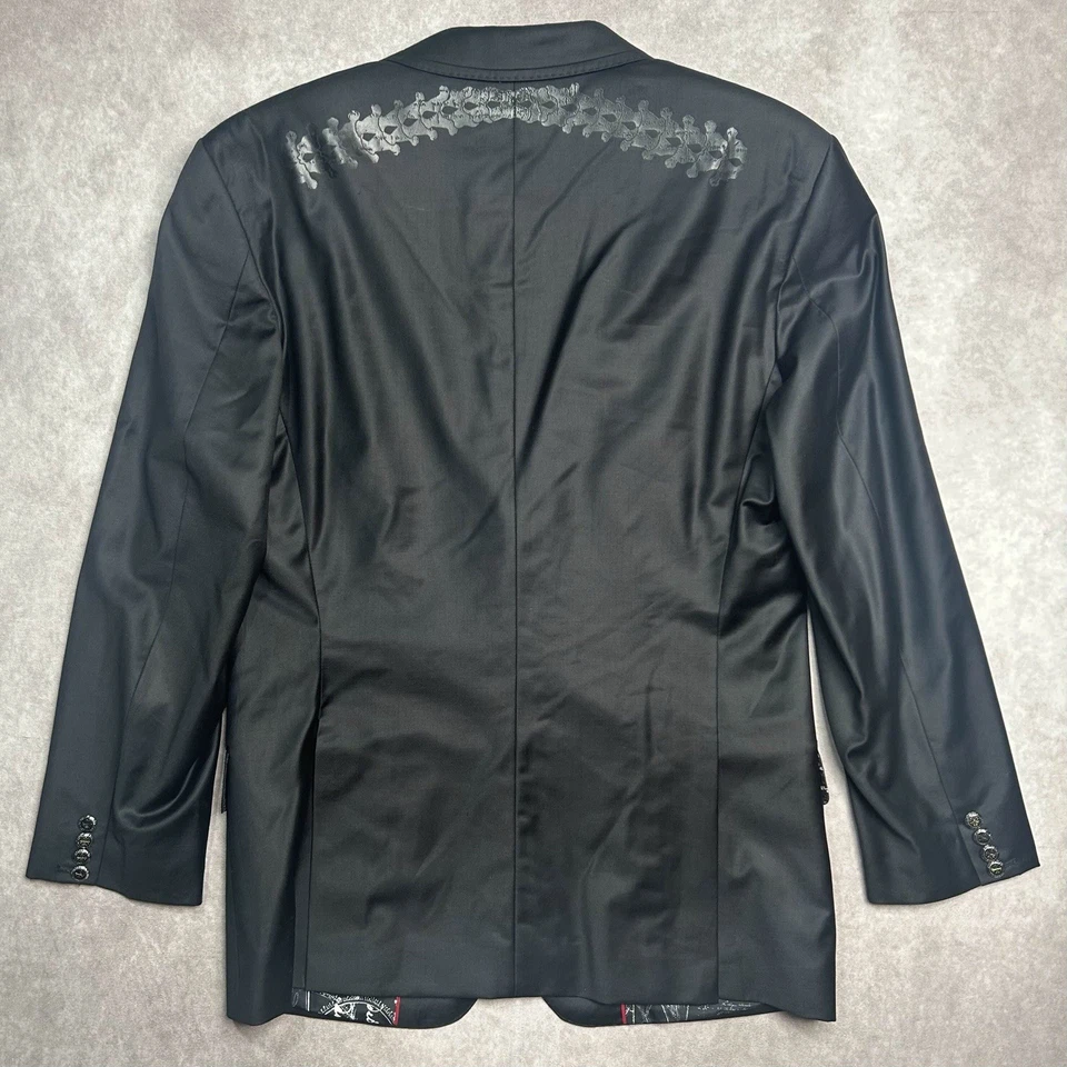 Affliction черный первоклассный блейзер мужской 46 2 X куртка черная кость череп подкладка - Изображение 2 из 4