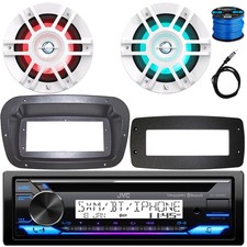 JVC KD-T92MBS Yacht Bluetooth Receiver, 2x 6.5" 300W RGB LED White Boat Speakers