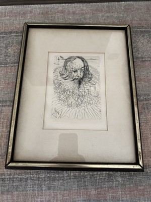 Salvador Dali ''Cervantes'' Original Etching Print Signed in Plate Framed w/COA