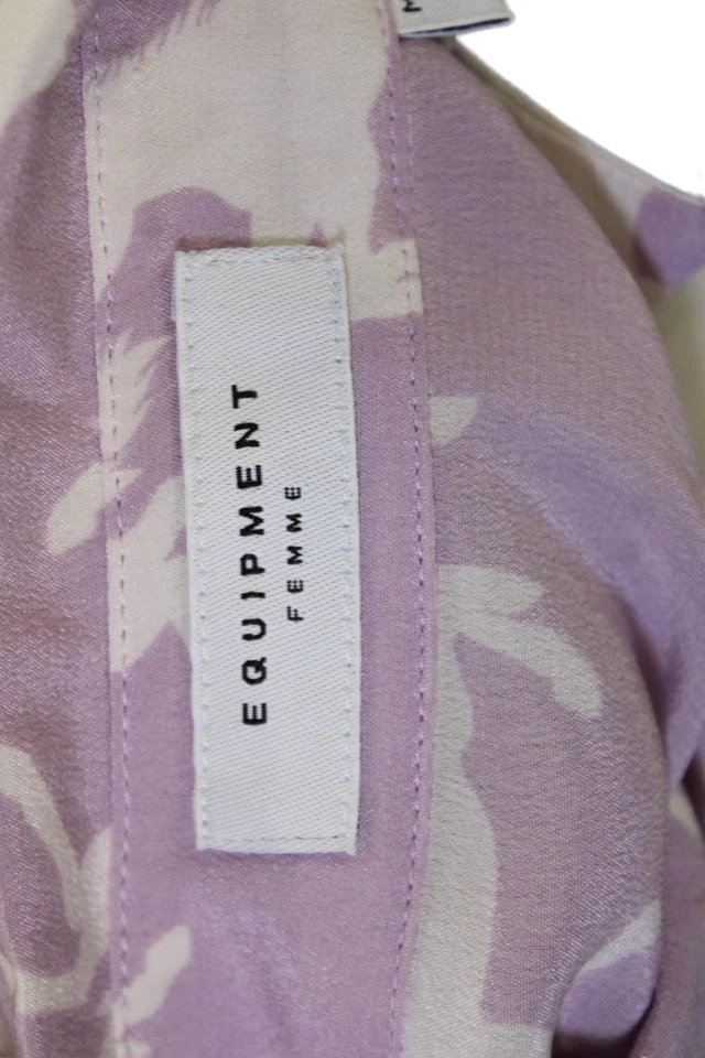 Equipment Femme Women Purple Silk Animal Print Shirtdress Long Sleeve Size 2XS - Image 4 of 4