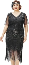 Great Gatsby Dresses for Women plus Size Cocktail Dress 1920 Flapper Costume 3XL