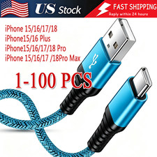 Braided USB Type-C For iPhone 18/17/16 Cable Fast Charger Charging Data Cord Lot