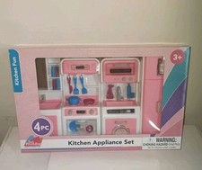 Toy Box Kitchen Appliance Set 4 Pieces Kids Toy Stove Refrigerator New