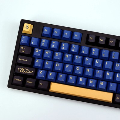 KBDiy GMK Style Blue Samurai PBT Keycaps 140-Key Cherry Profile Mechanical