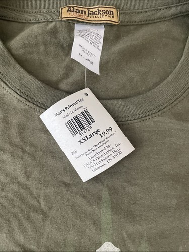 Alan Jackson Collection Cracker Barrel Guitar Army Green Shirt Men 2XL NWT - Picture 4 of 5