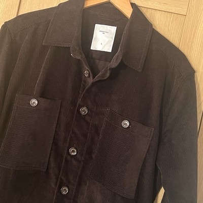 Percival Corduroy Overshirt Size Large L Mens Chocolate Brown Long Sleeve Shirt