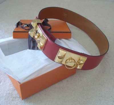 MINT Authentic HERMES Rouge VIF Red Box CDC Belt GHW Size 80 w/box RARE Combo